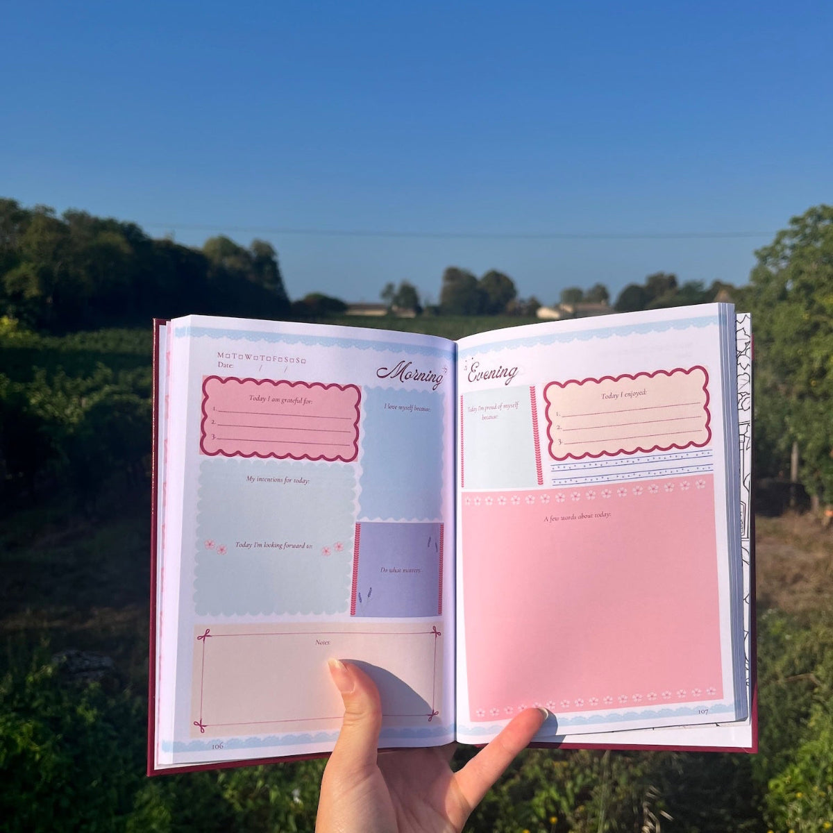 Daily pages in the English version of the My Self-Love Journal