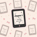 Sticker van een e-reader met de tekst 'chapter 1: reading some spice' erop.