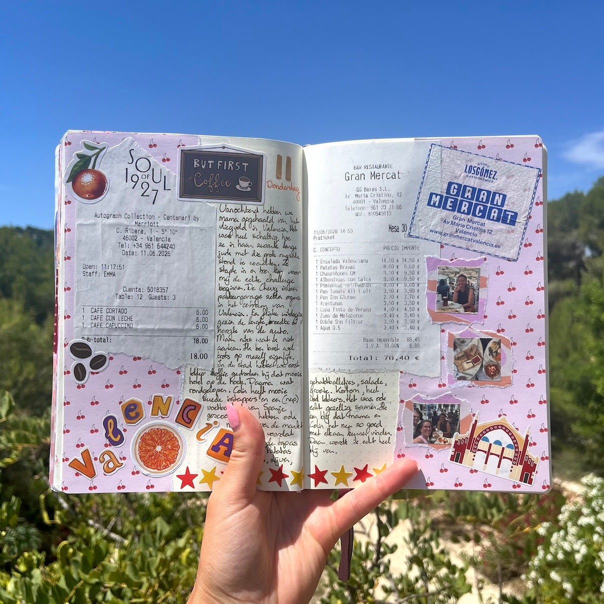 Journal papier met kersjes