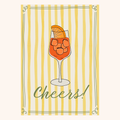 Kaart A6 op linnen look papier met een aperol en de tekst 'Cheers!'.