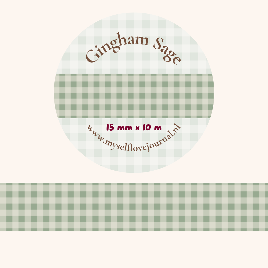 Washi tape in gingham sage patroon