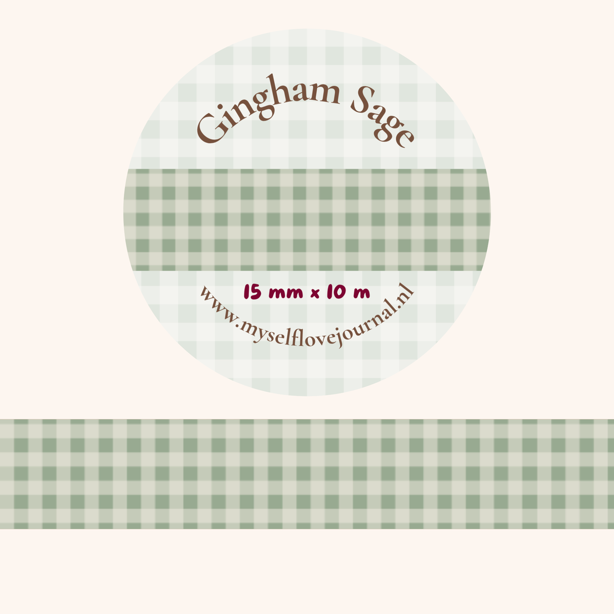 Washi tape in gingham sage patroon