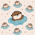 Sticker van een zwemmende otter